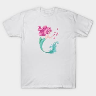 Cartoon Mermaid Pink Hair Fish T-Shirt